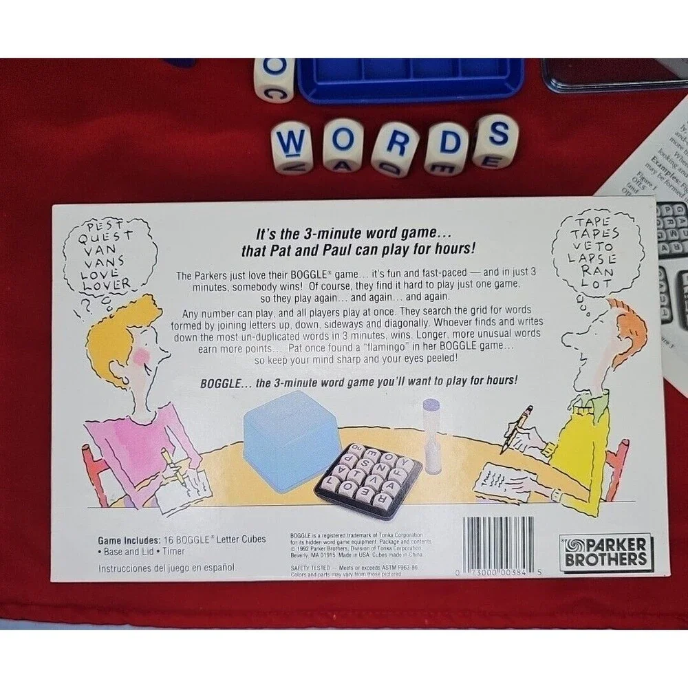 Boggle Word Game Parker Brothers VTG '92 Complete Classic Letter Cube